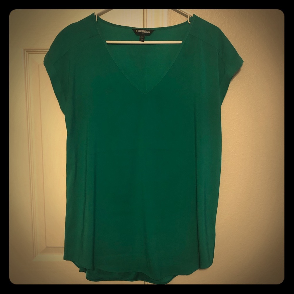 Green V-neck Express blouse